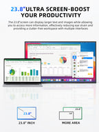 23.8" Portable Monitor, 1080P 100Hz VESA Large Laptop Screen, USB C/HDMI Second Display with Speakers, Laptop Screen Extender for Windows/Mac/Android/IOS/PS4/Switch/Xbox