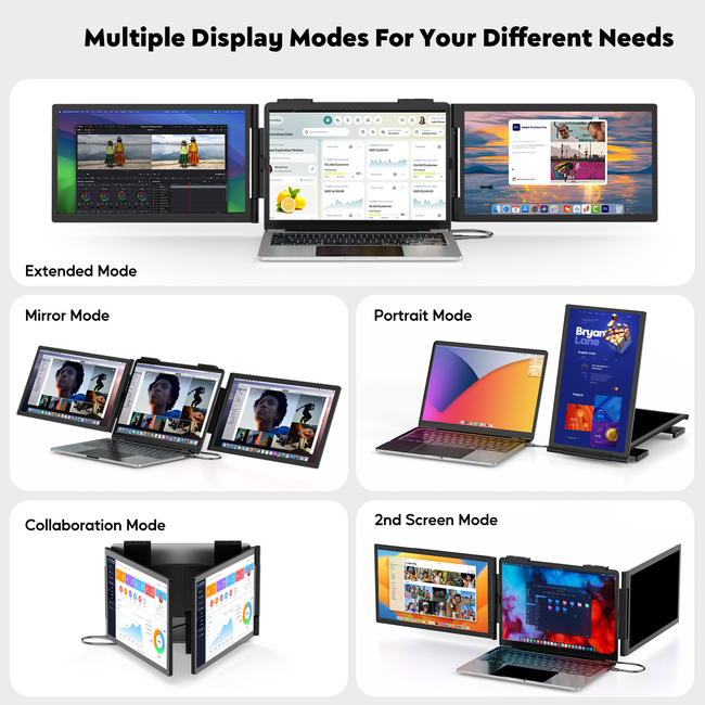 KEEPTIME Laptop Screen Extender Monitor Portable, 14" FHD 1080P IPS Triple Portable Monitor for 13"-16.5" Laptop Extension, Type-C Plug & Play for Windows/Mac/Android/Switch/PS5/Xbox Main Image