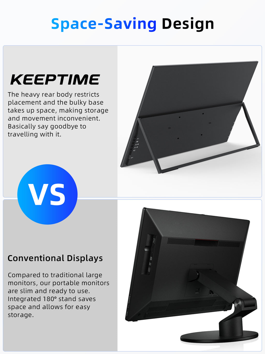 23.8" Portable Monitor, 1080P 100Hz VESA Large Laptop Screen, USB C/HDMI Second Display with Speakers, Laptop Screen Extender for Windows/Mac/Android/IOS/PS4/Switch/Xbox