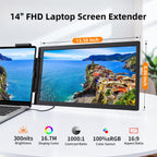 KEEPTIME Laptop Screen Extender, 14" FHD 1080P IPS Laptop Monitor Extender Dual Screen, Portable Monitor for Laptops 14-16.5" with USB-C/HDMI Port, Plug n Play for Windows/Mac/Android/Switch/PS5