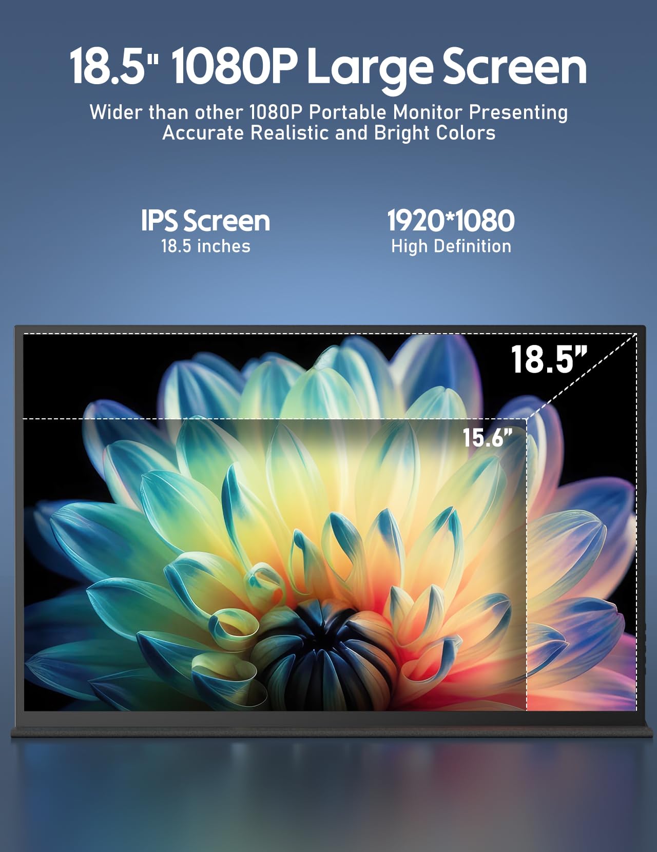 KEEPTIME 18.5" Portable Monitor, 100Hz FHD IPS Travel Display with Stand, Large 1080P Laptop Monitor for Gaming & Work
