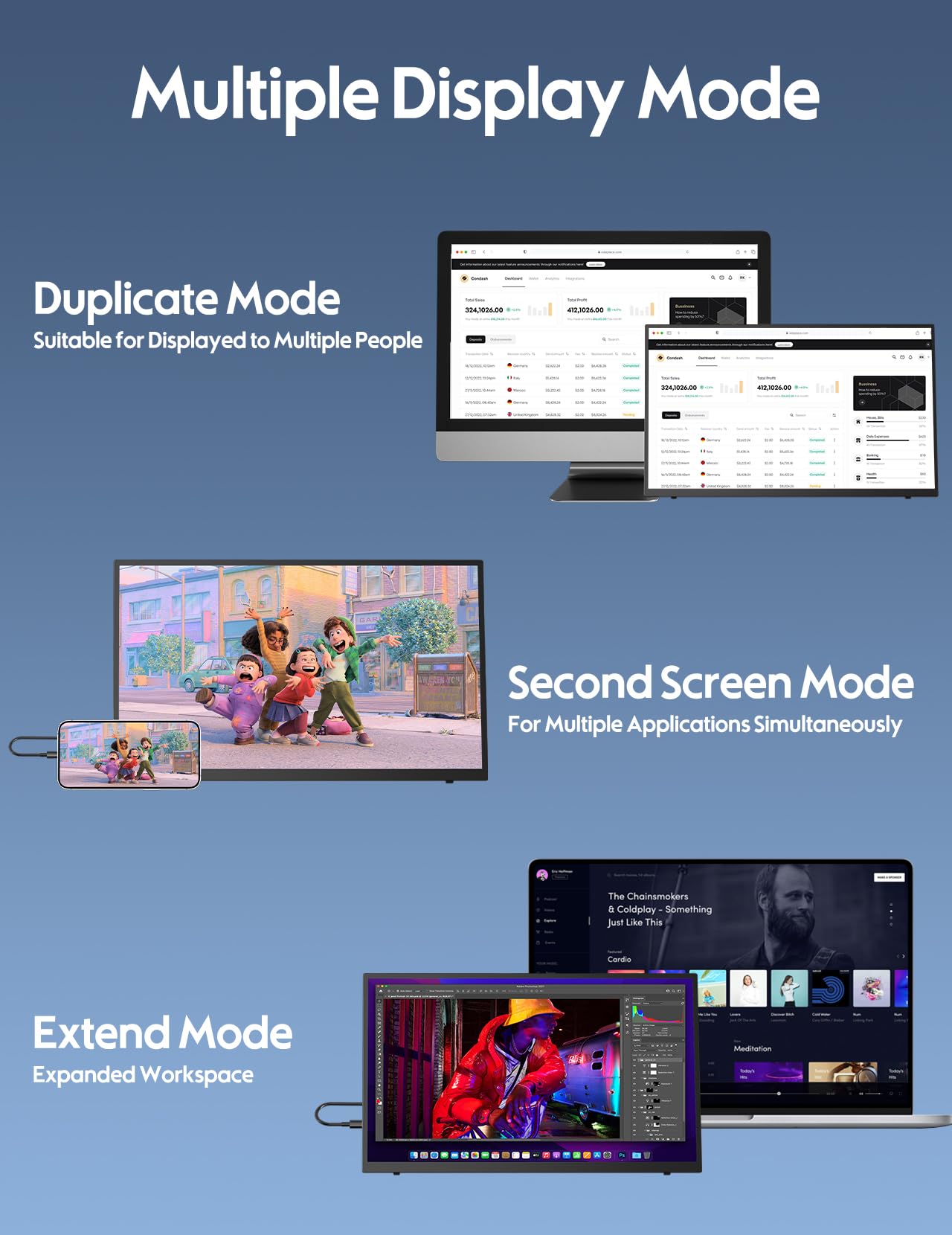 KEEPTIME 18.5" Portable Monitor, 100Hz FHD IPS Travel Display with Stand, Large 1080P Laptop Monitor for Gaming & Work