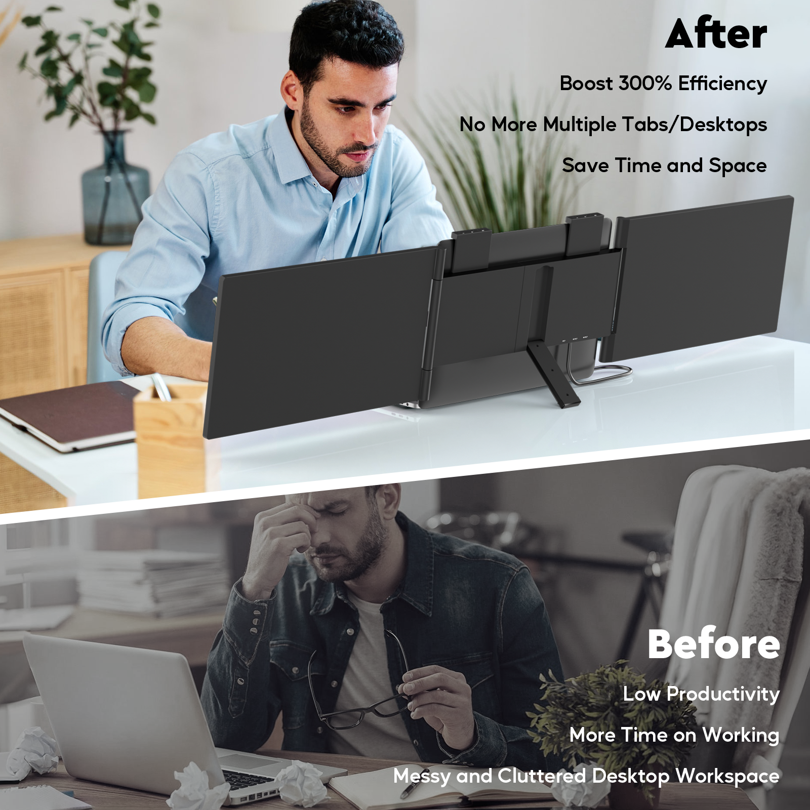 Dual Laptop Screen Extender, 14 Inch FHD 1080P IPS Portable Monitor for 13 to 16.5-Inch Displays, USB-C Plug and Play, Compatible with Windows/Mac/Android/Switch/PS5/Xbox