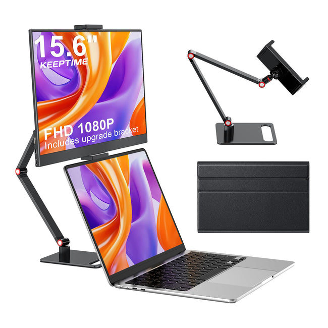 KEEPTIME 15.6" Portable Monitor Zero Frame, Ultra Slim 1080P FHD 100% sRGB IPS Display, Plug & Play Second Screen for Windows Mac Android Switch PS5 Hover Image