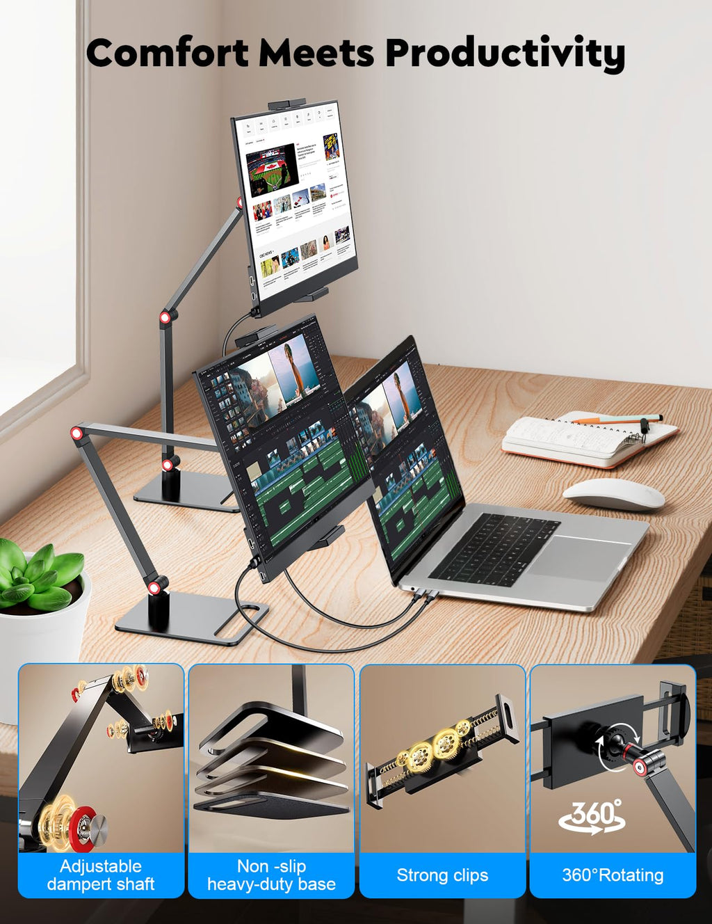 KEEPTIME 15.6" Portable Monitor Zero Frame, Ultra Slim 1080P FHD 100% sRGB IPS Display, Plug & Play Second Screen for Windows Mac Android Switch PS5