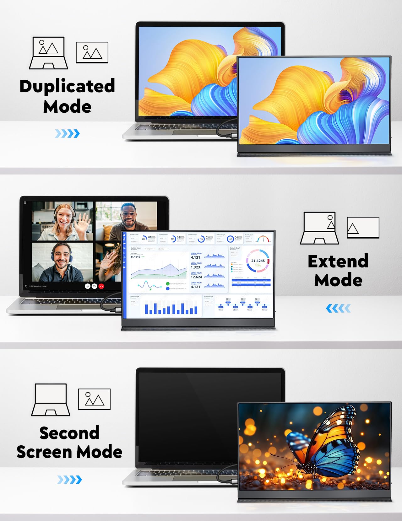 KEEPTIME 15.6" Portable Monitor Zero Frame, Ultra Slim 1080P FHD 100% sRGB IPS Display, Plug & Play Second Screen for Windows Mac Android Switch PS5