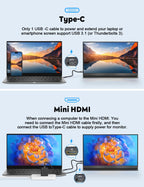 KEEPTIME 15.6" Portable Monitor Zero Frame, Ultra Slim 1080P FHD 100% sRGB IPS Display, Plug & Play Second Screen for Windows Mac Android Switch PS5